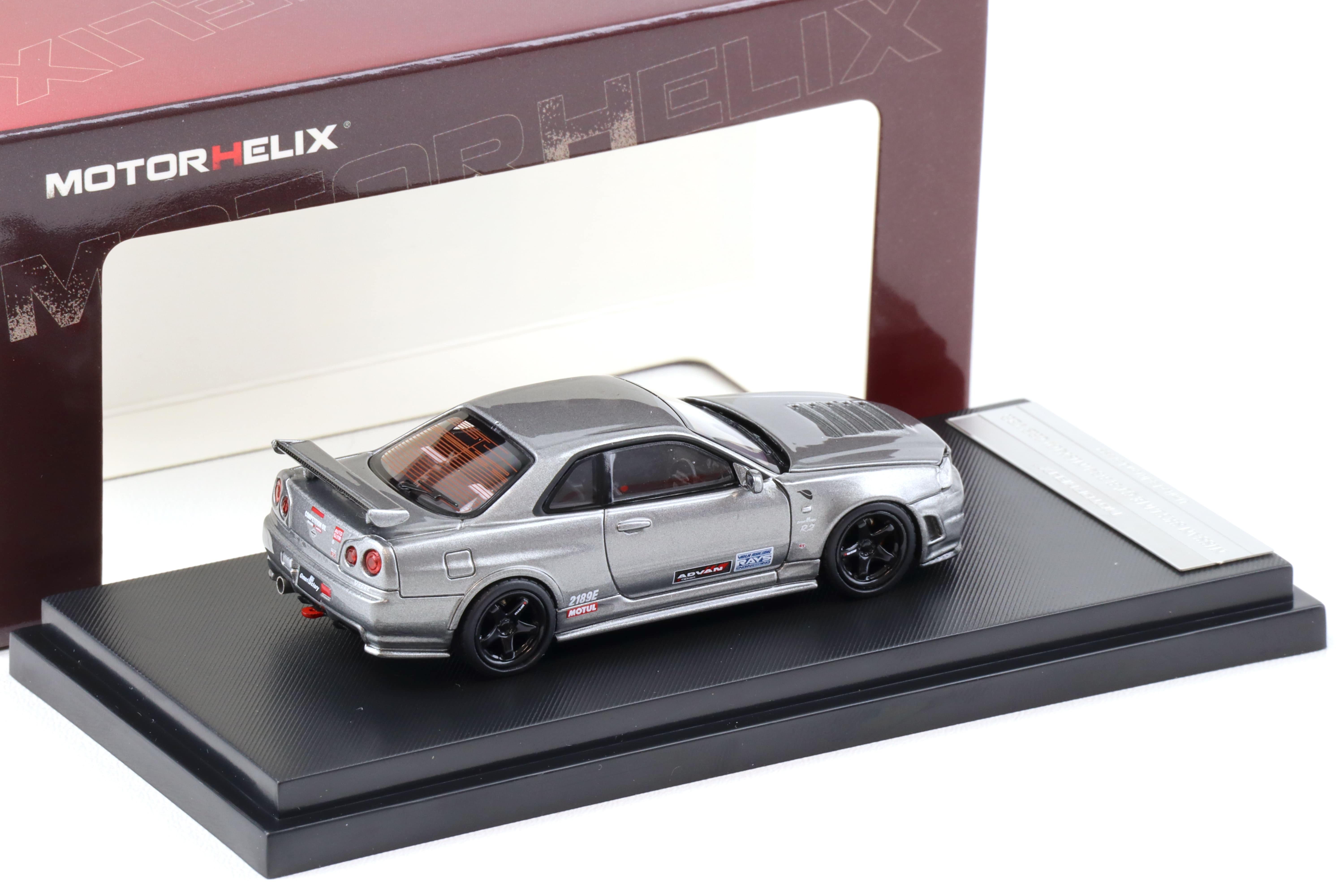 ◉1/64 PGM✕ONEMODEL NISMO　R34 【ブライアンモデル】 PGM X Onemodel 1:64 Nissan GT-R (R34) Z-Tune Silver W/ Blue