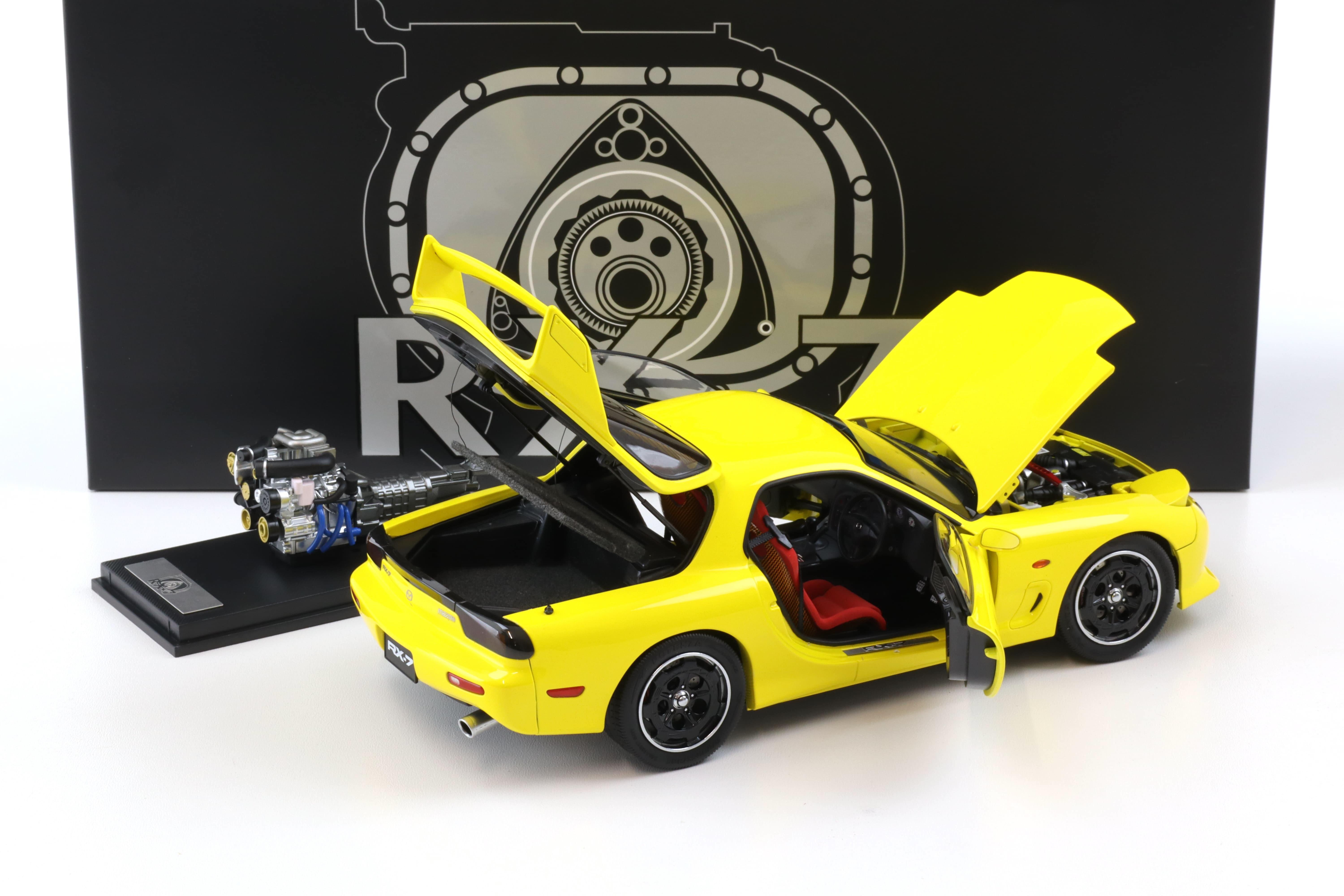 1:18 Polar Master Mazda RX-7 Speed Coupe Yellow With Engine PLM22
