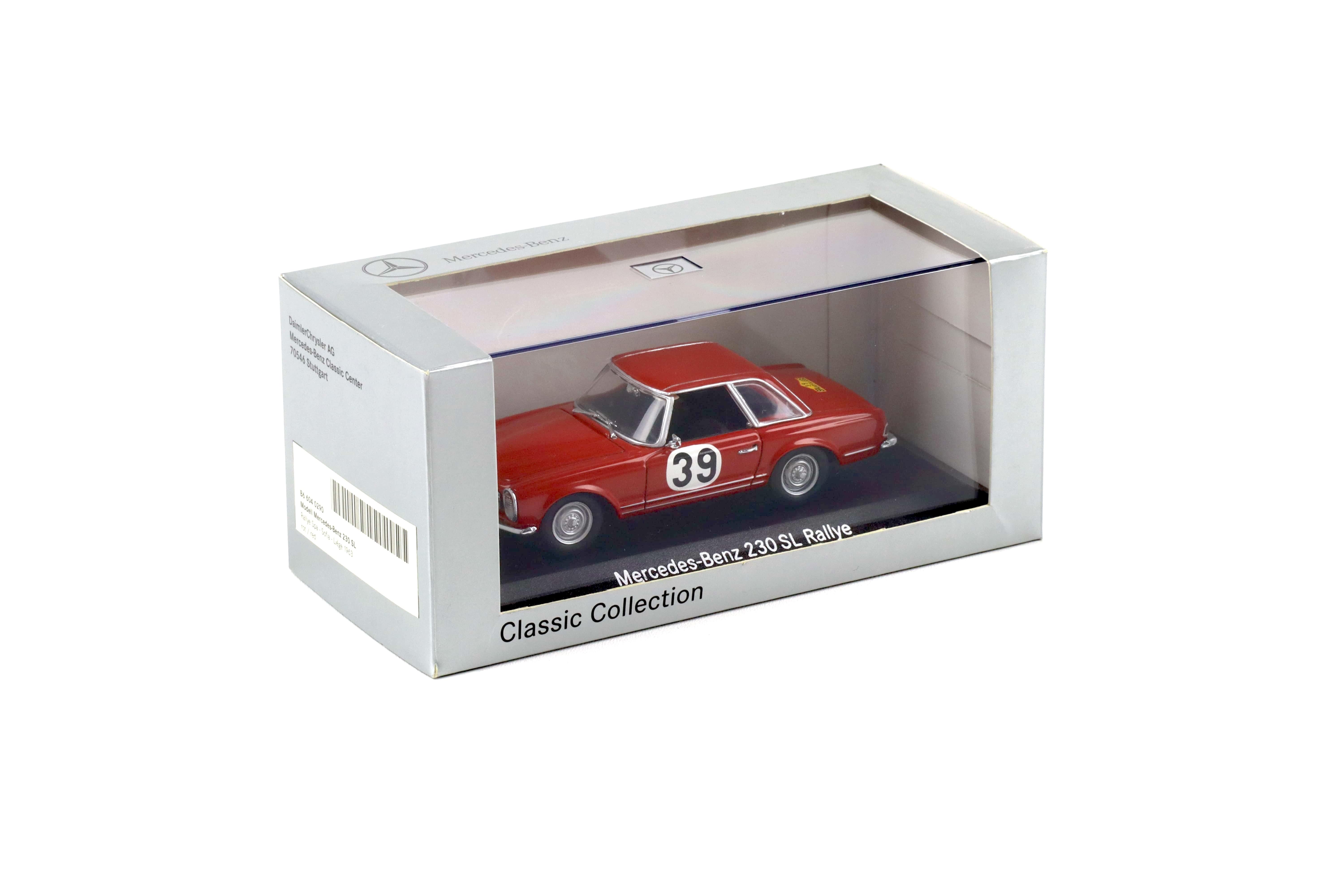 1:43 Minichamps Mercedes 230SL Pagoda Rally SPA 1963 Red #39 