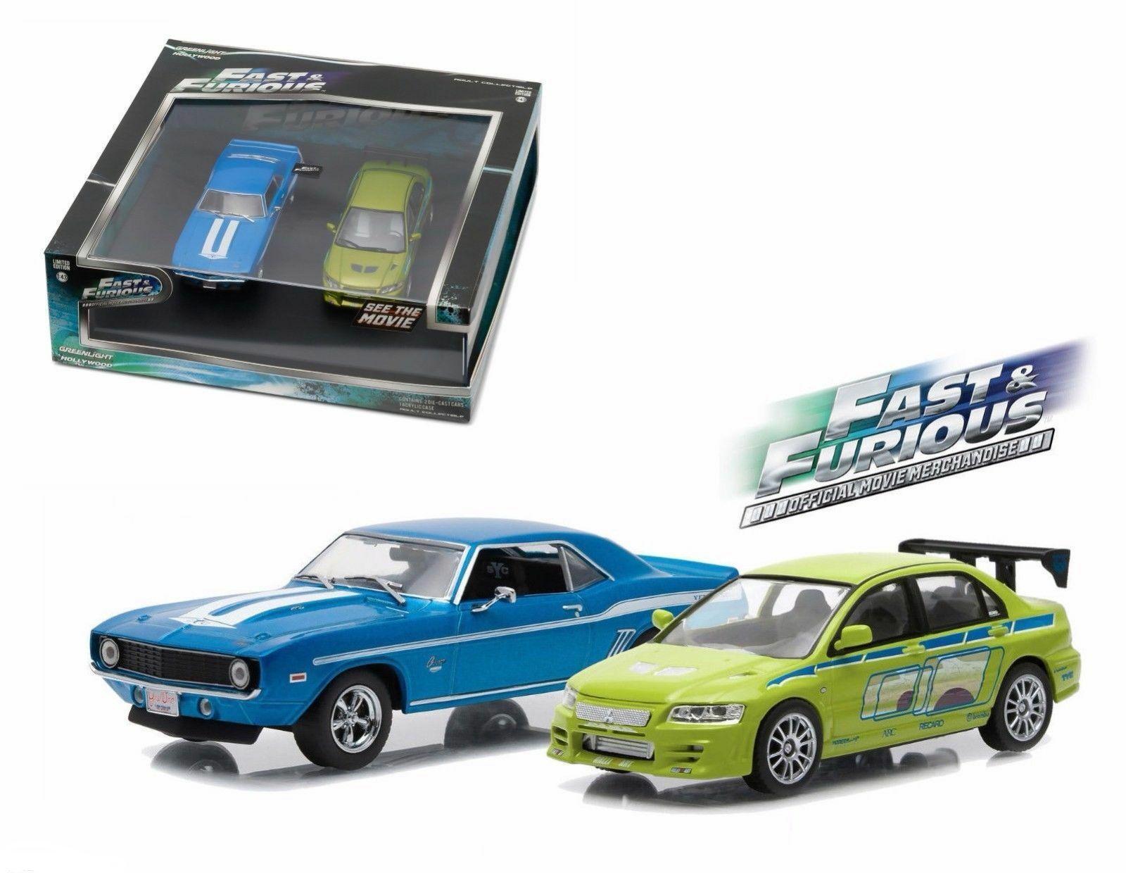 ミニカー GREENLIGHT Fast & Furious Camaro&Lancer 1:43 Greenlight Fast & Furious Set Chevrolet Yenko Camaro +