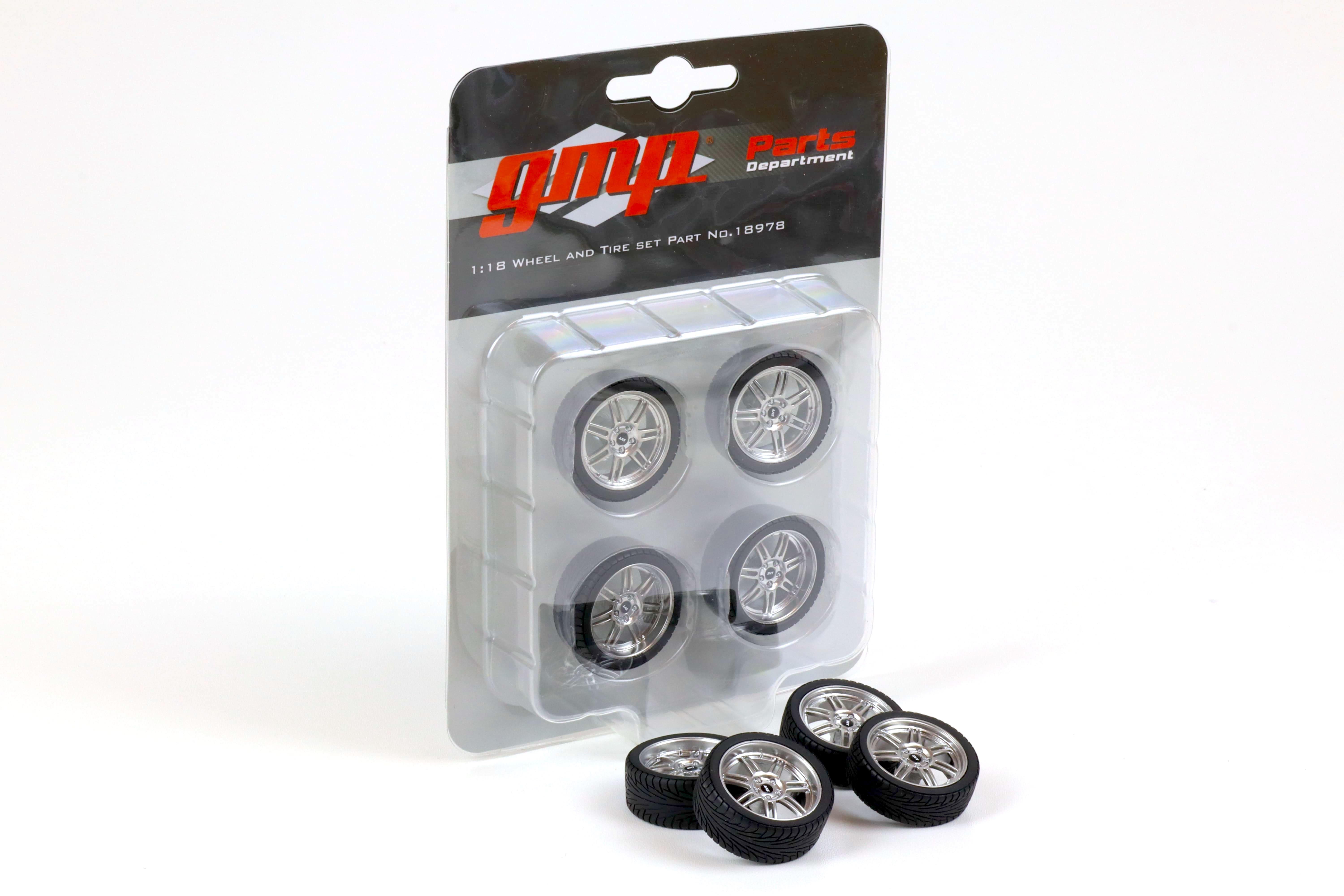Set Di Ruote E Pneumatici GMP Scala 1/18, 7 Razze Bronzo/oro Per Ford – Nuovo In Scatola