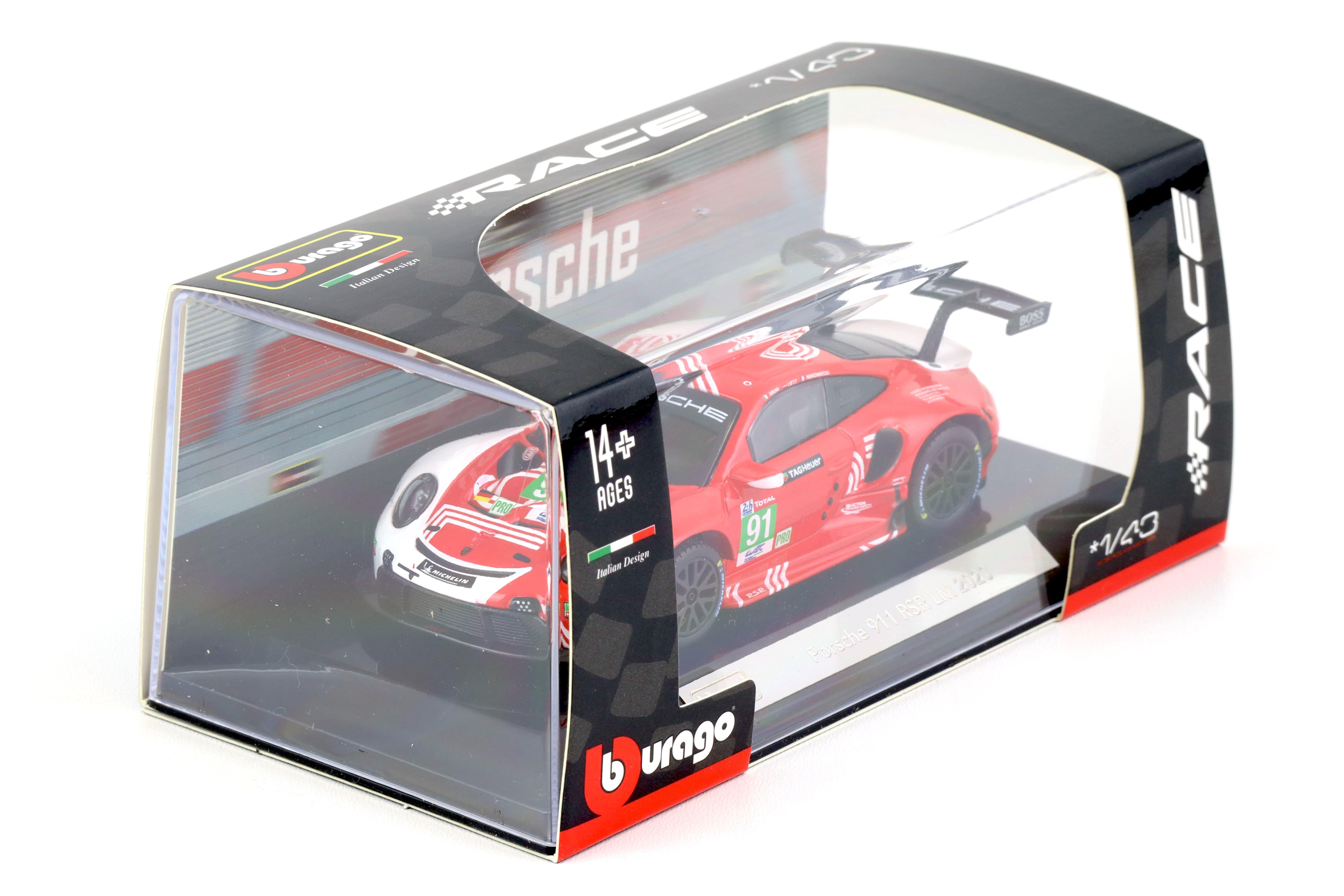 1:43 Bburago Porsche 911 RSR Le Mans 2020 #91 Bruni, Lietz