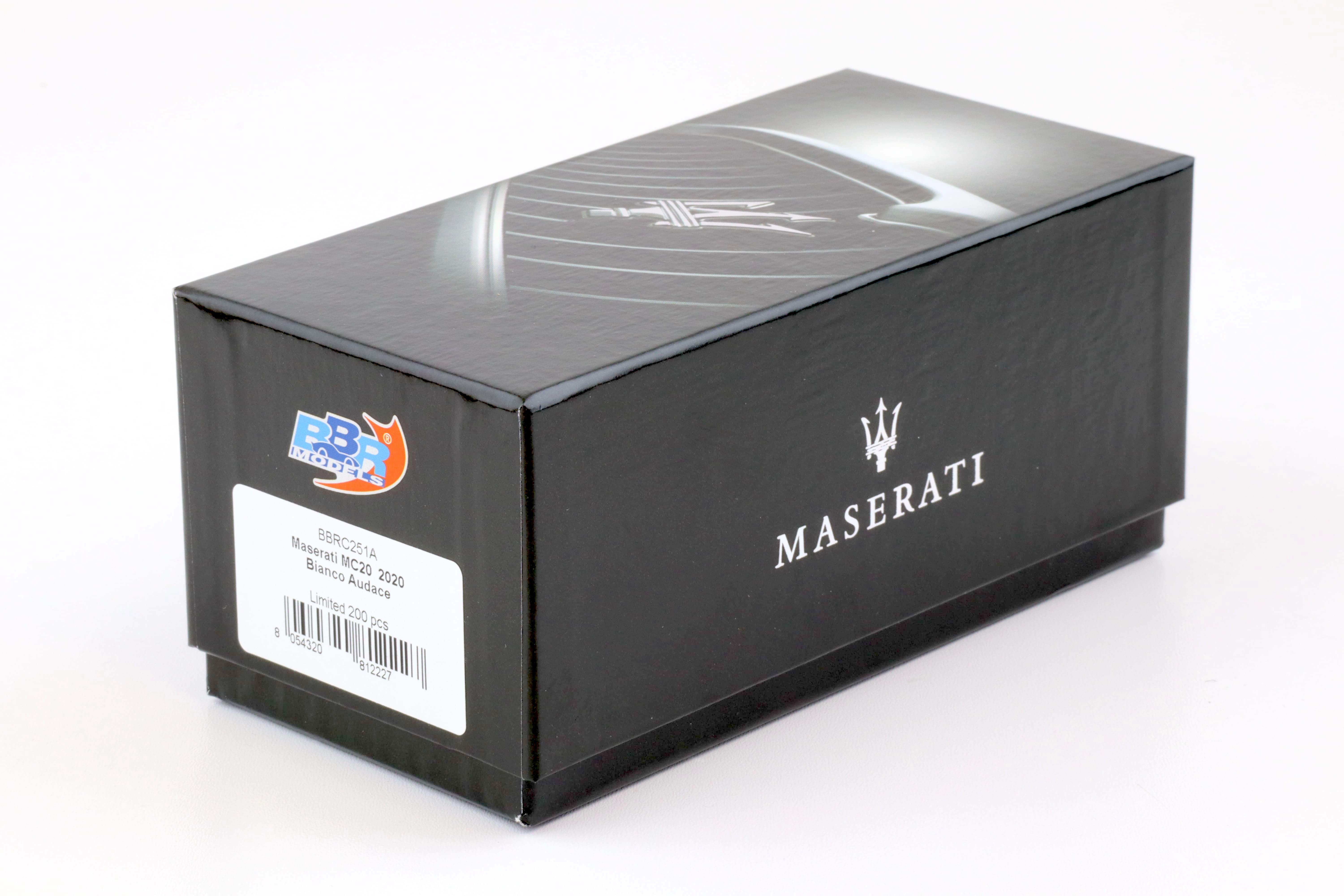 1:43 BBR Maserati MC20 Bianco Audace White/ Black Roof 2020