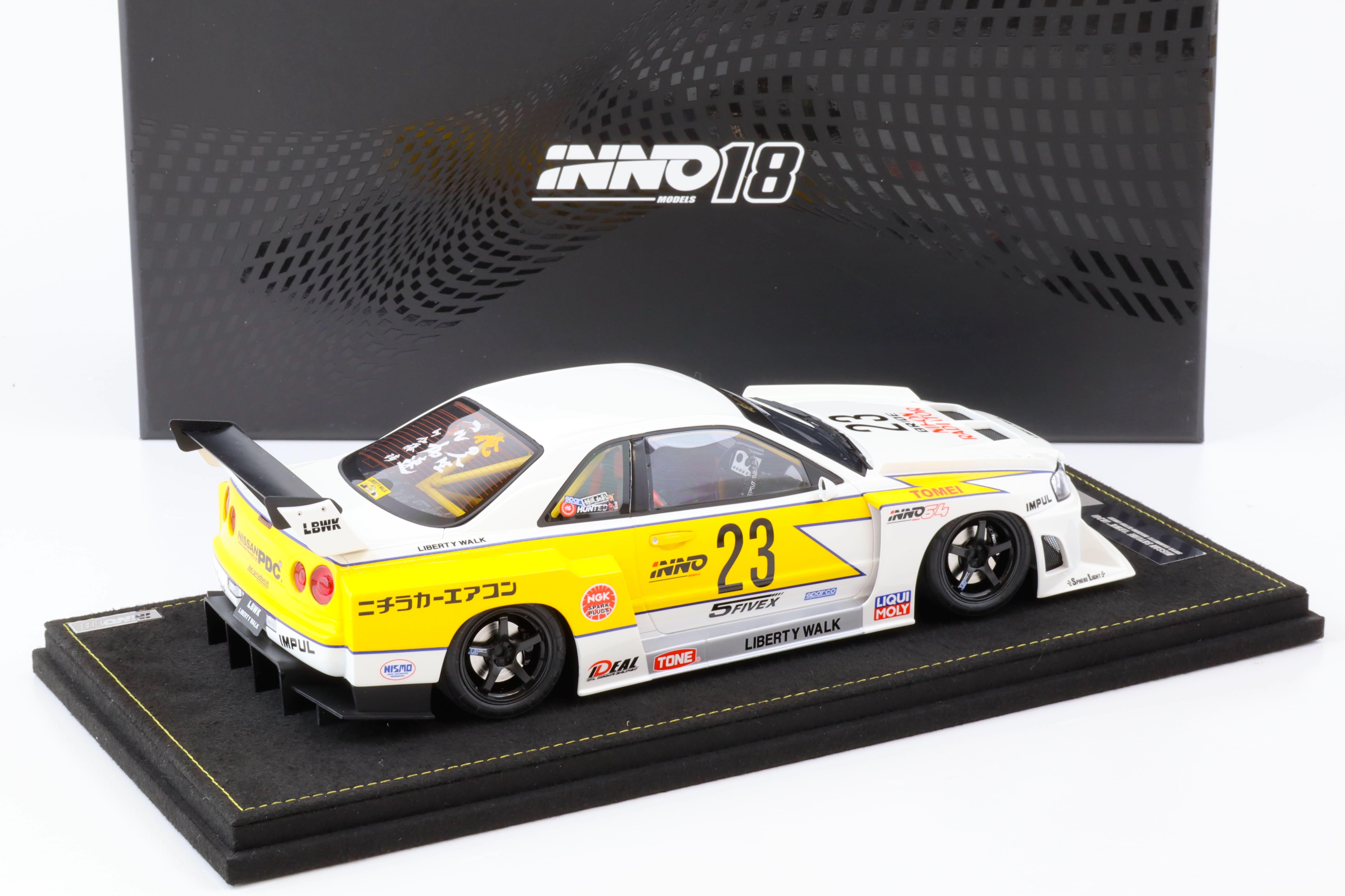 1:18 INNO Models Nissan Skyline GT-R (R34) LBWK Super Silhouette Hoshino  #23 whi