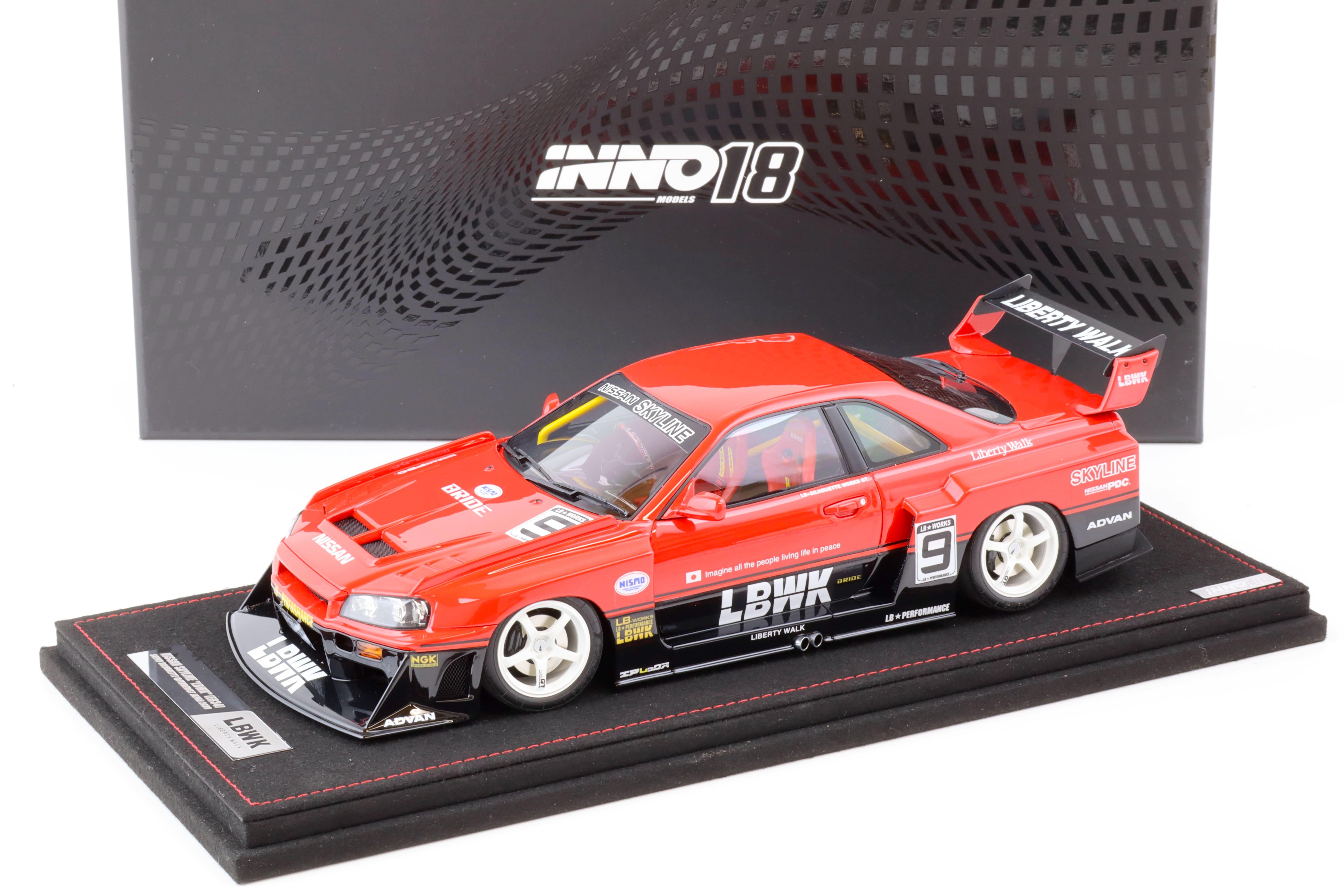 ミニカー LBWK Nissan Skyline 34GT-R 1/18 1:18 INNO Models Nissan Skyline GT-R (R34) LBWK Super