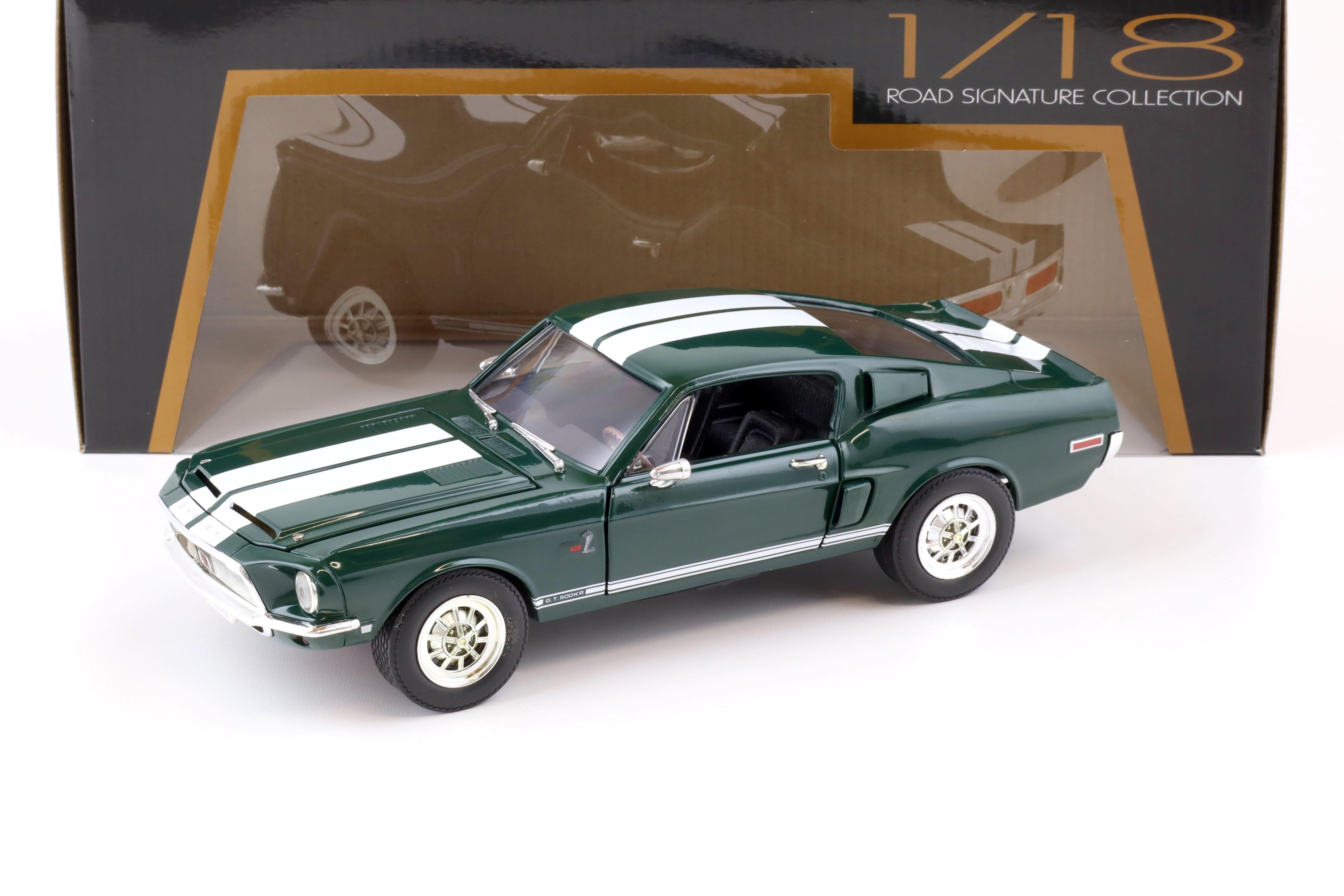 1:18 Road Signature 1968 Shelby GT-500KR Coupe dark green/ white