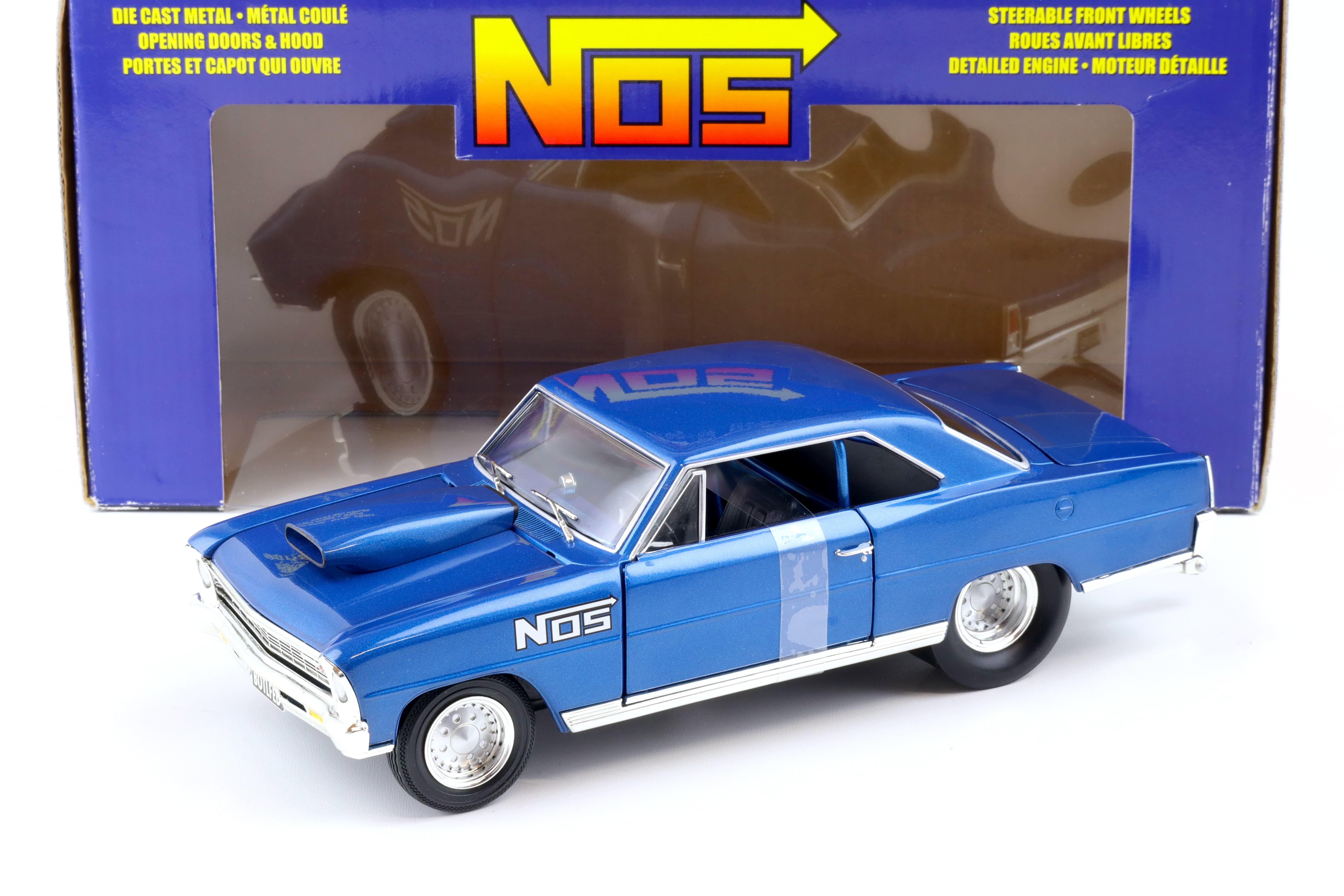 1:18 ERTL 1966 Chevrolet Nova Pro Street Coupe NOS blue