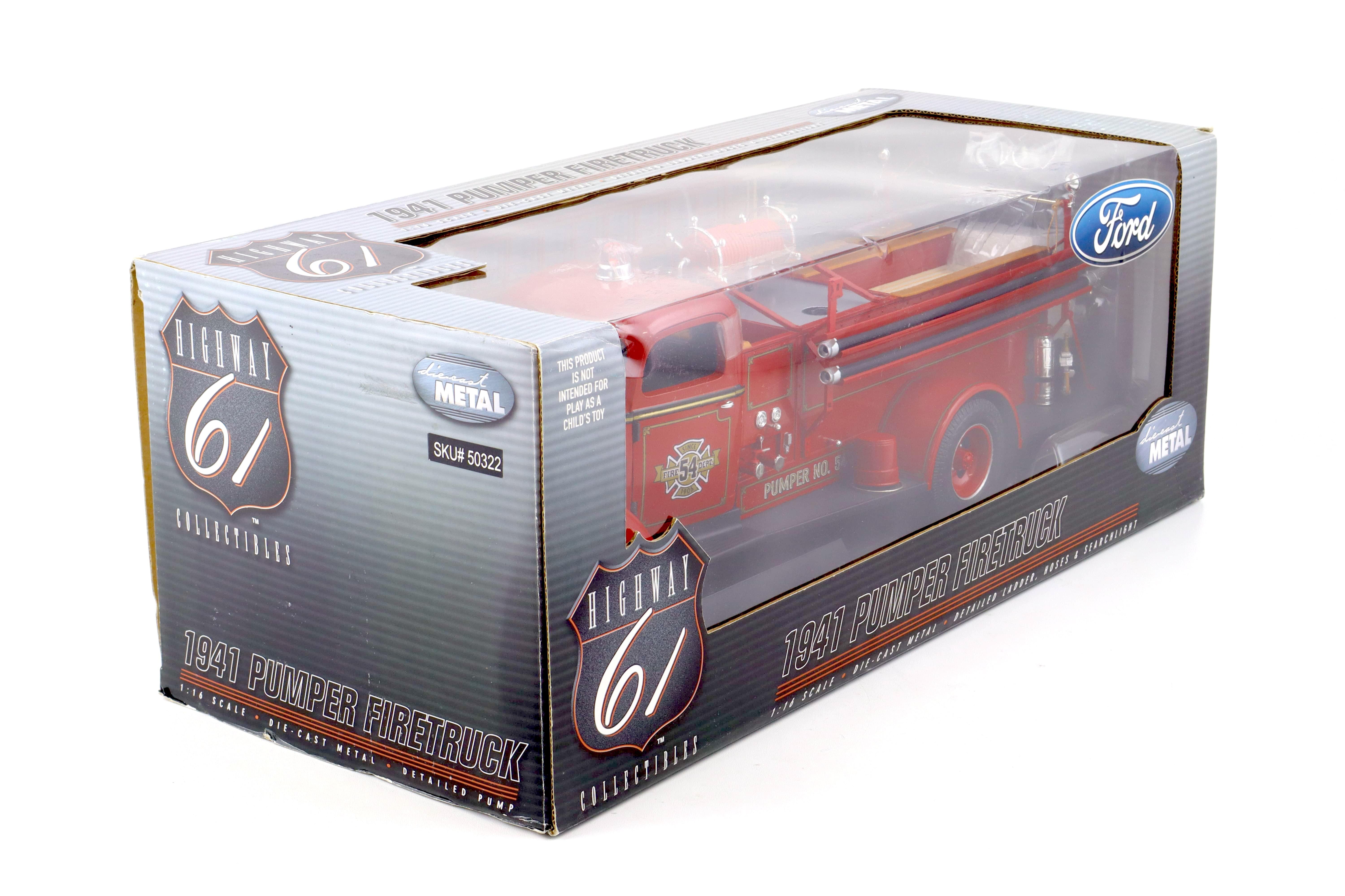 1:16/ 1:18 Highway61 Ford Pumper Firetruck 1941 red Fire