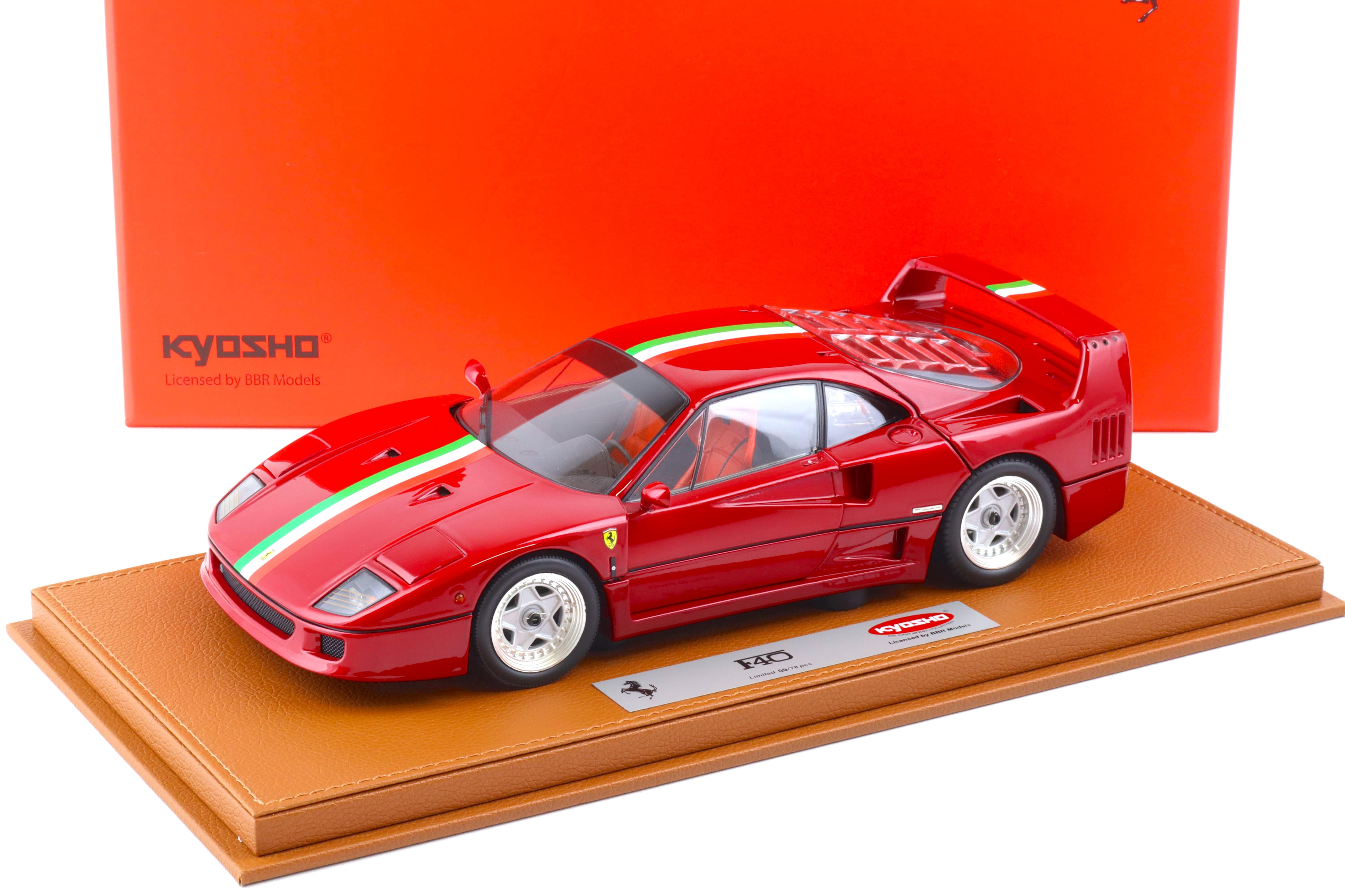 1:18 BBR Kyosho Ferrari F40 metallic red/ Italian Flag with