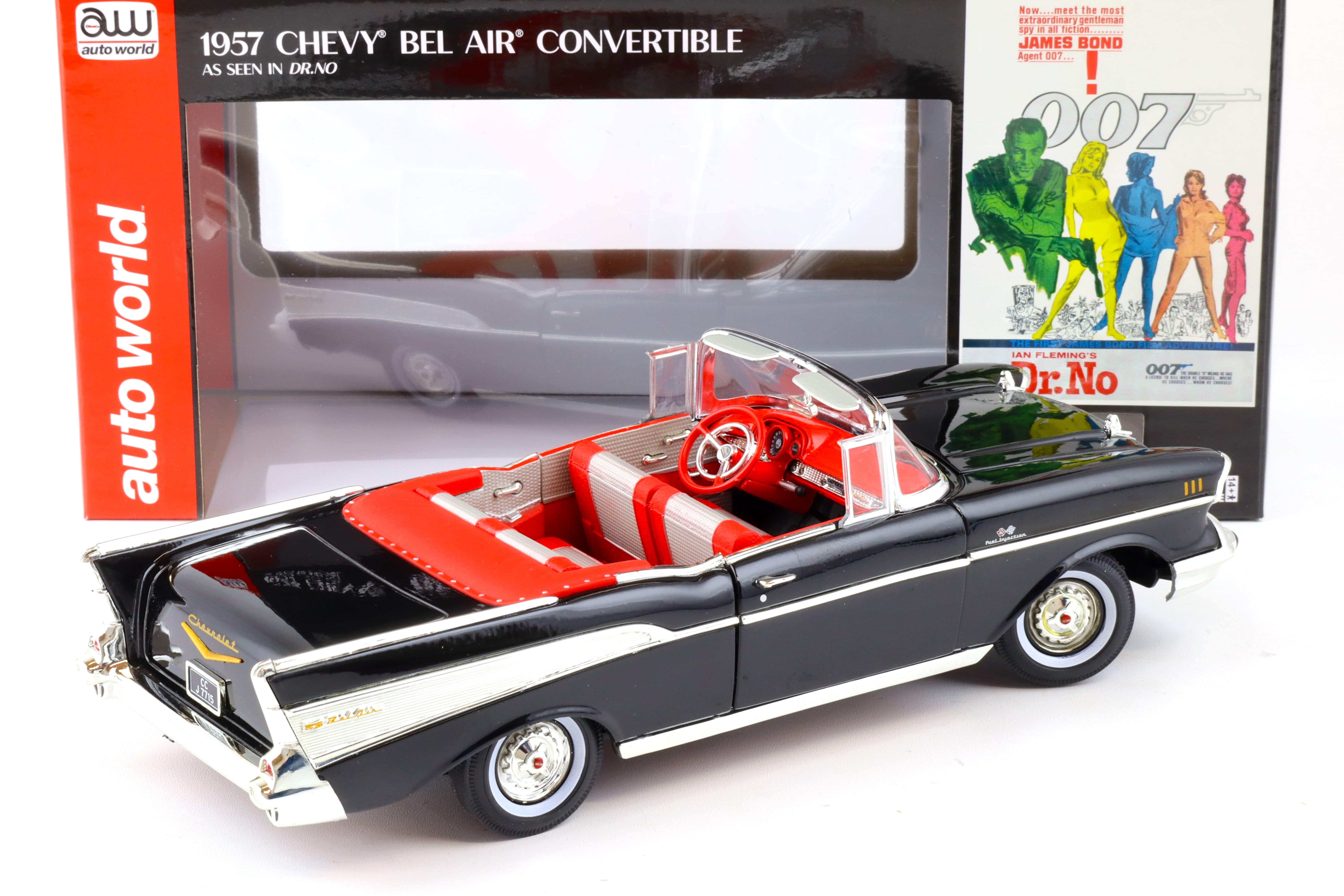 1:18 Auto World 1957 Chevrolet Bel Air Convertible Black James