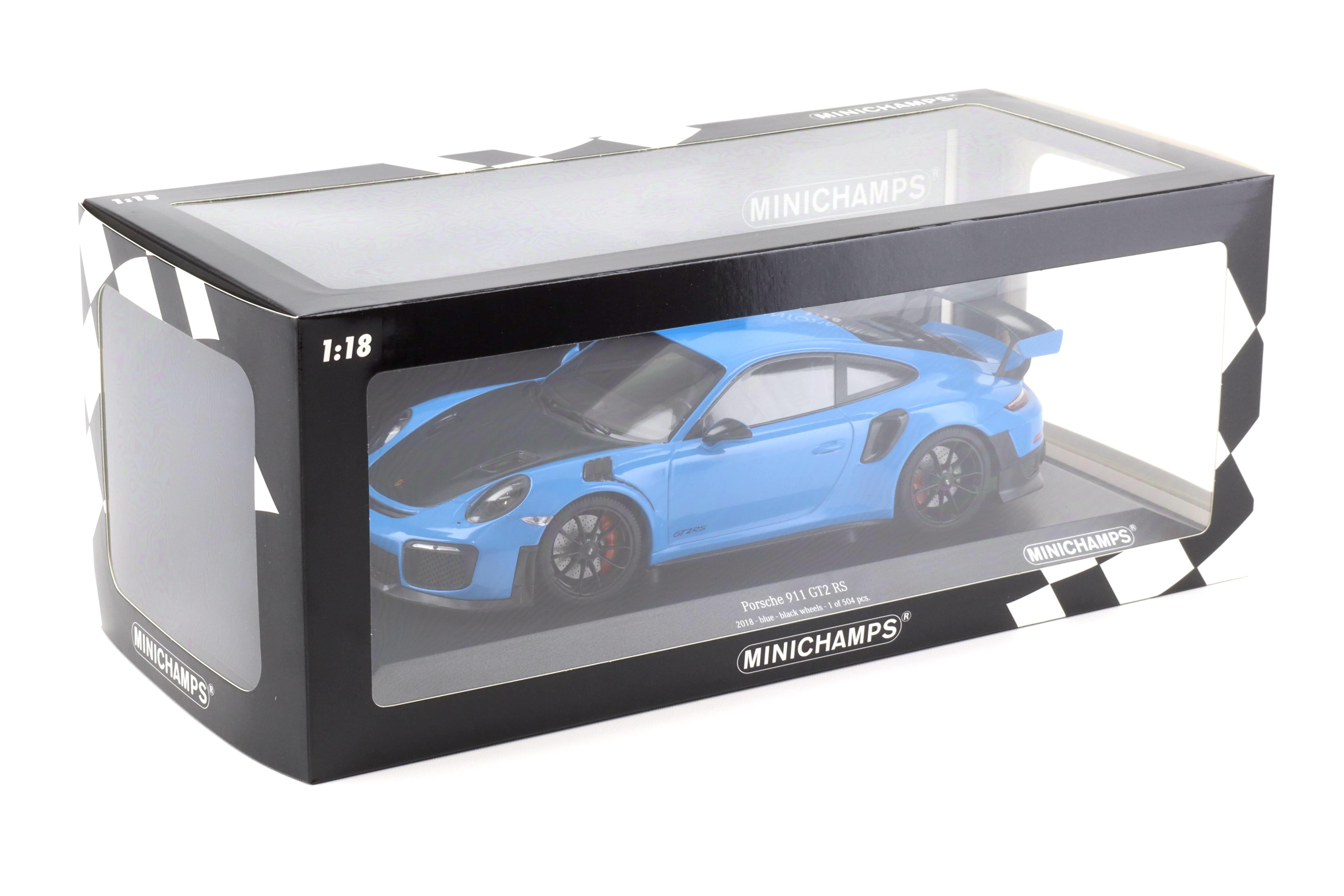 1:18 Minichamps Porsche 911 (991.2) GT2 RS blue with black wheels