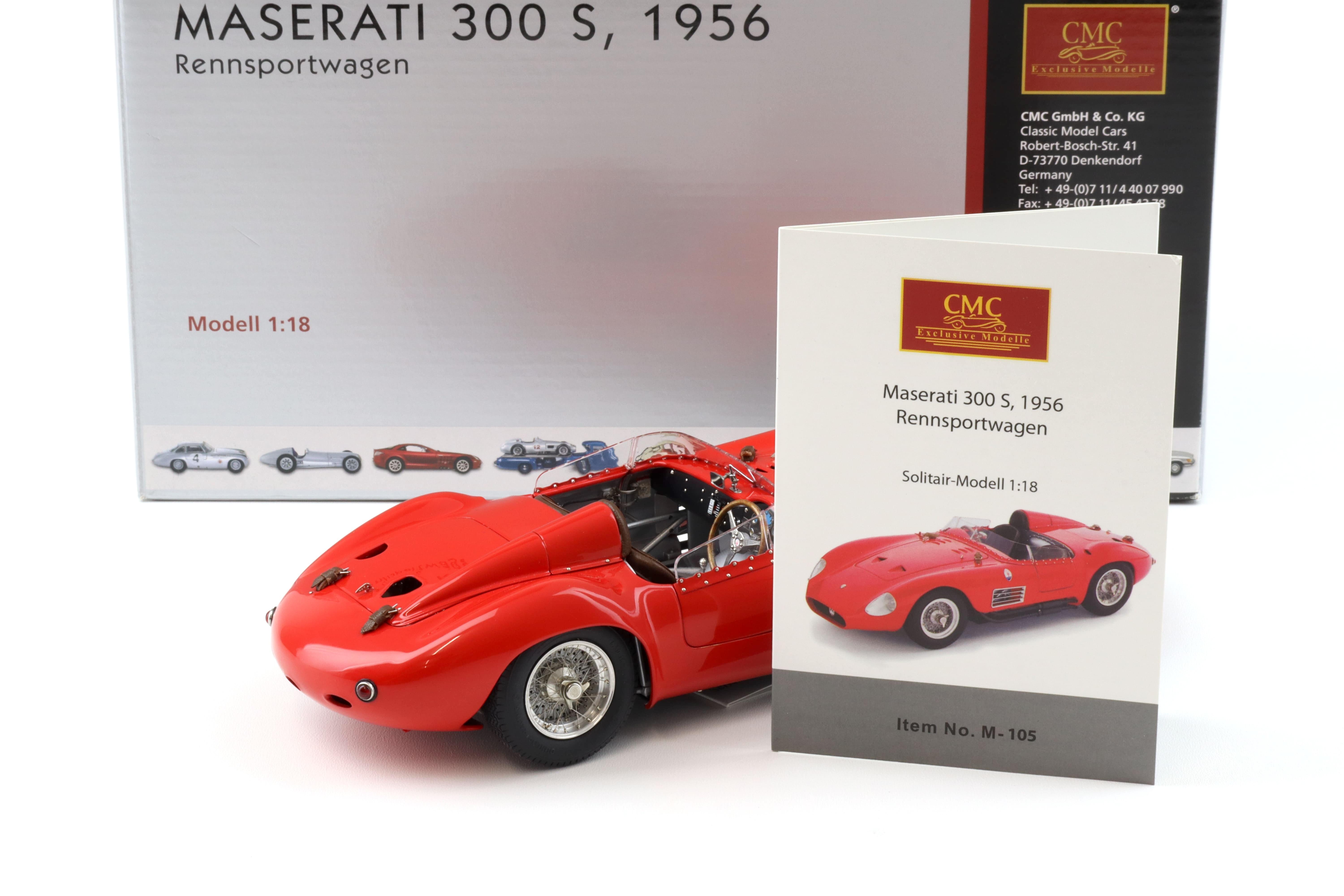 割引クーポン 1:18 CMC Maserati 300S Rennsportwagen 1956 red M-105 | eBay ミニカー