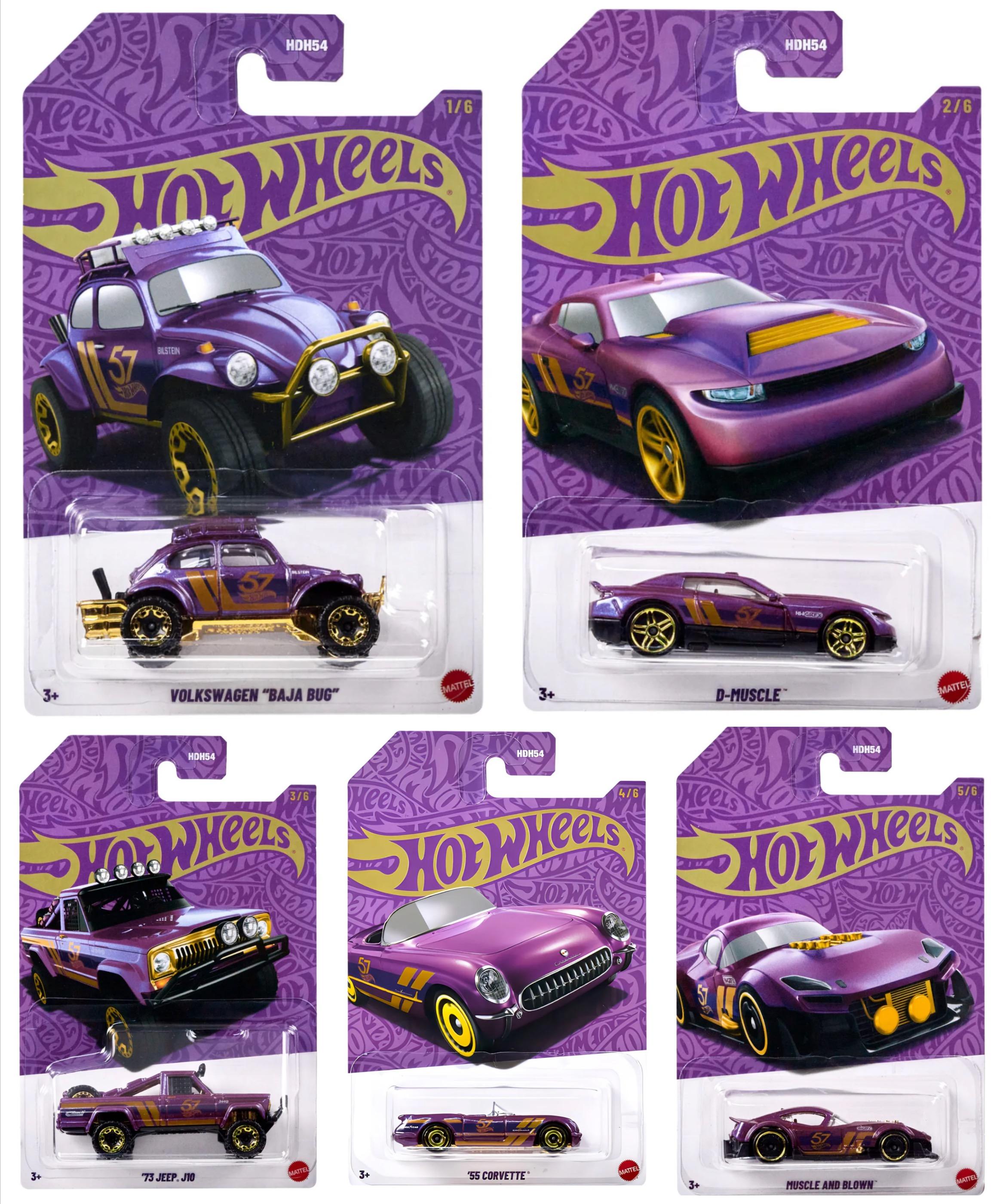 1:64 Hot Wheels 2024 Pearl & Chrome 57th Anniversary Pack 5 pcs