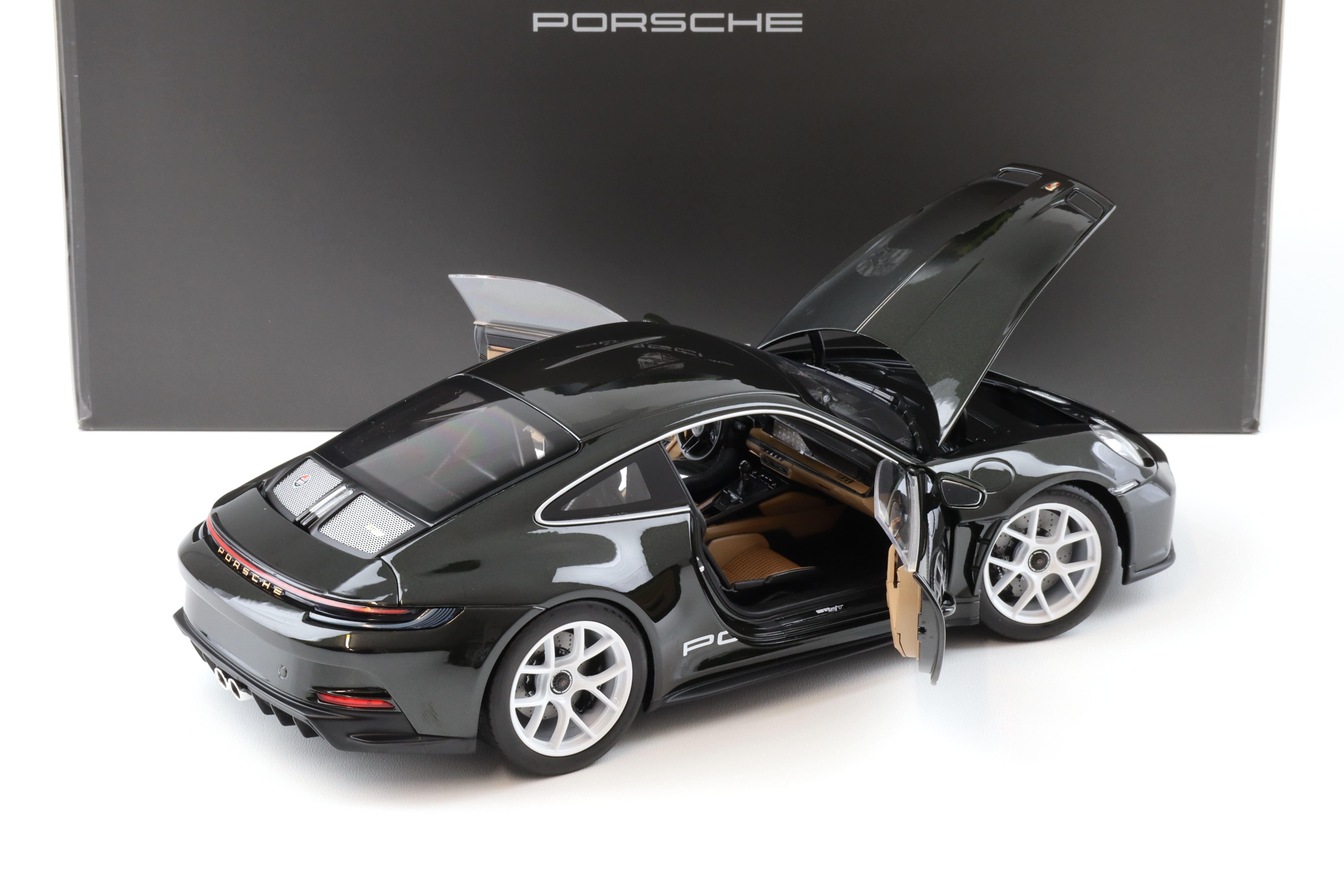 1:18 Norev Porsche 911 992 S/T Coupe Dark Olive Green/Cognac