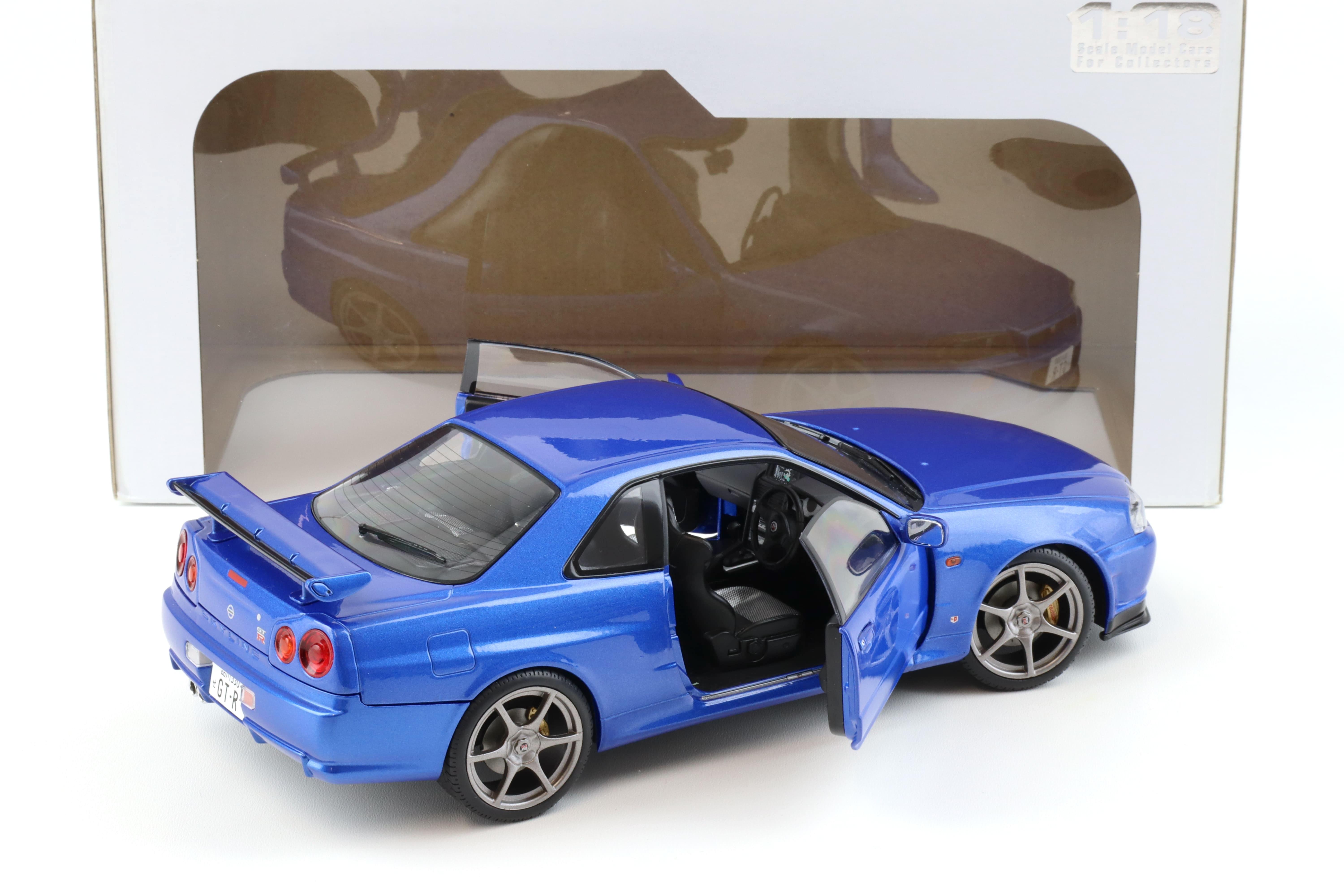 Solid Nissan Skyline R34 GT-R Bayside Blue 1999 1/18