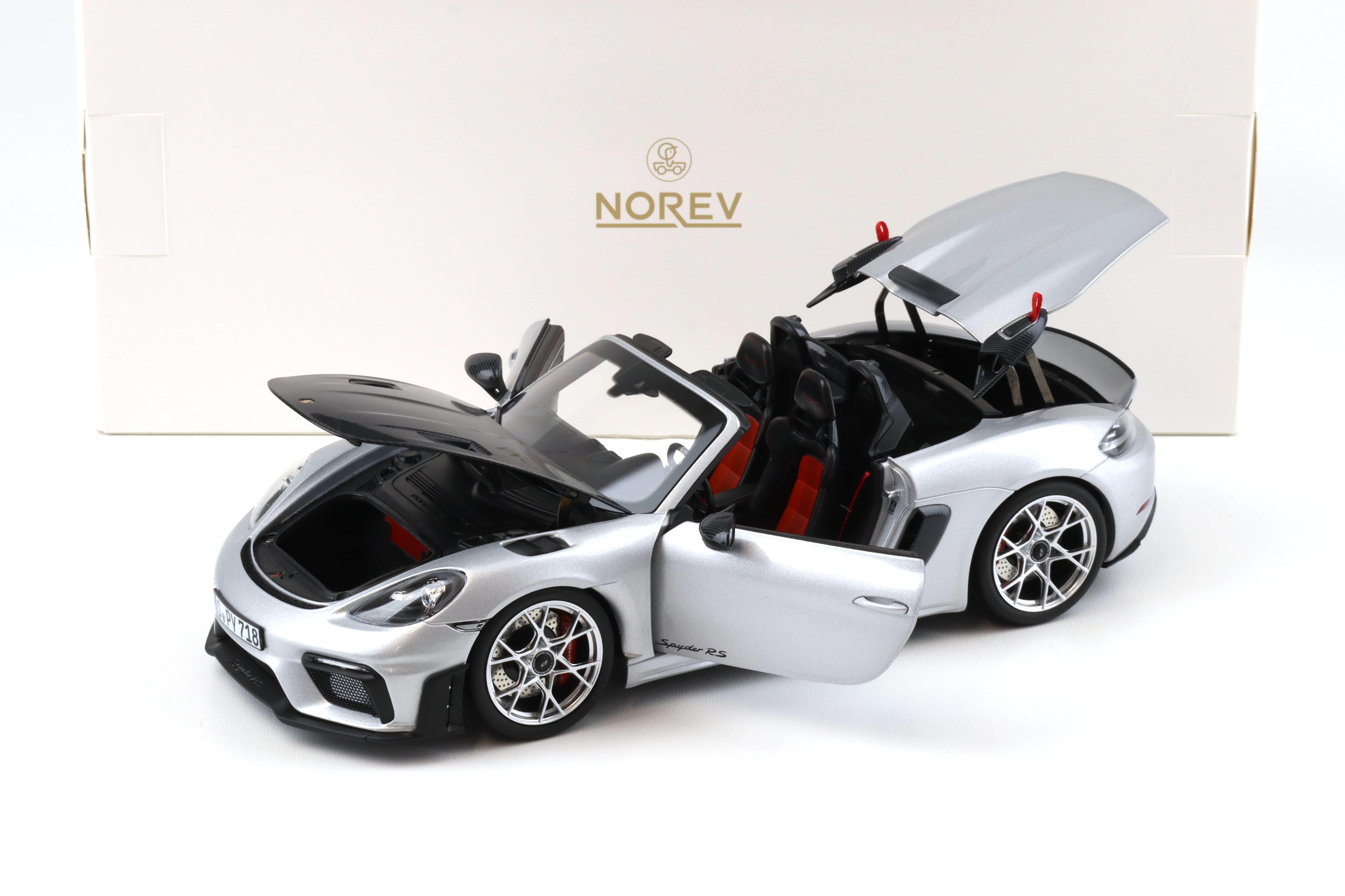 NOREV 1/18 - Porsche 718 Spyder RS - Cabriolet Argent - 2023 - Métal/plastique